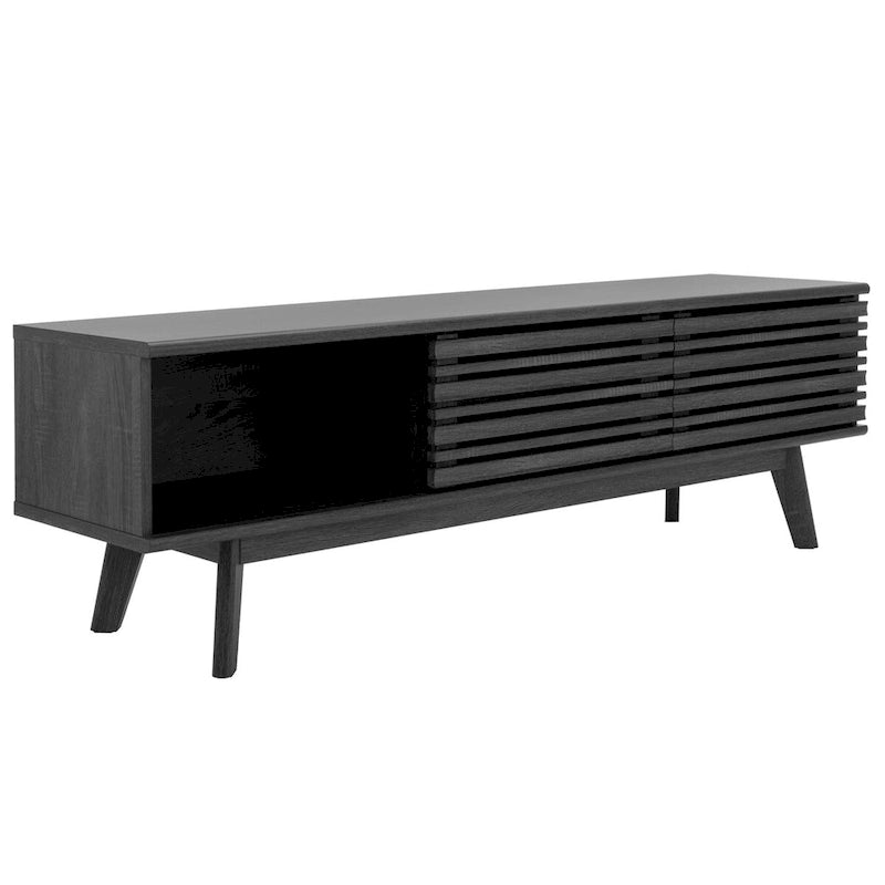 Teela Walnut 59-inch Storage Media TV Stand 59 W x 15 L x 19 H 59Wx15Dx19H