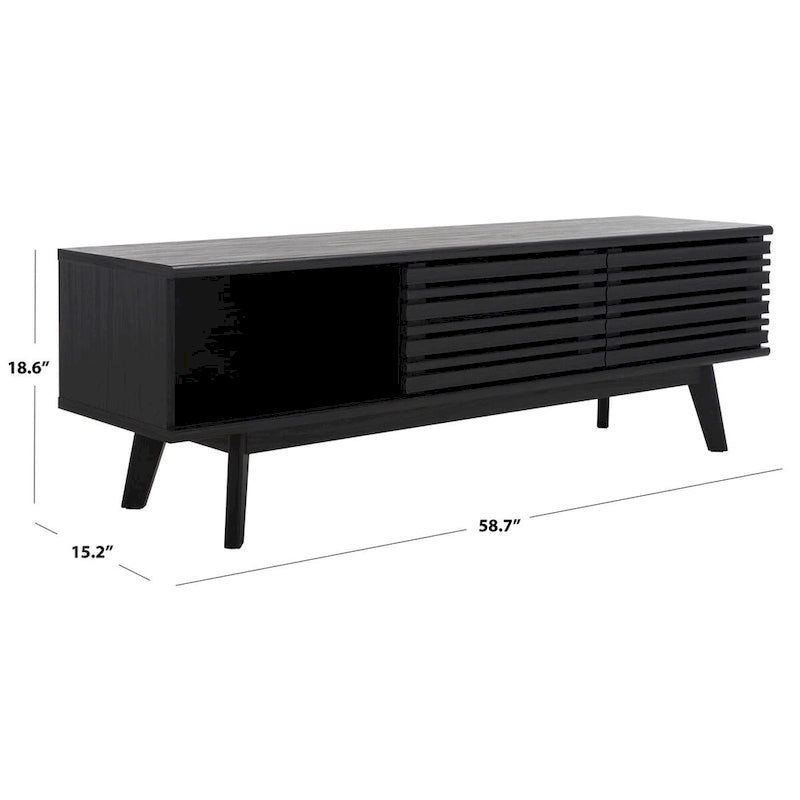 Teela Walnut 59-inch Storage Media TV Stand 59 W x 15 L x 19 H 59Wx15Dx19H