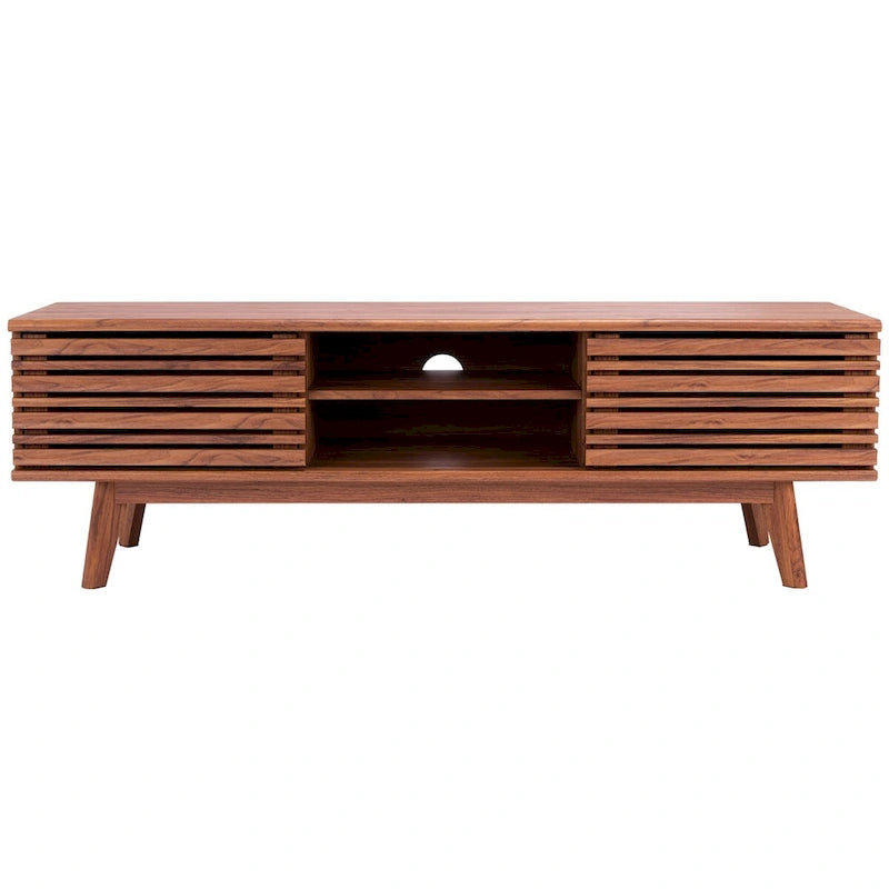 Teela Walnut 59-inch Storage Media TV Stand 59 W x 15 L x 19 H 59Wx15Dx19H