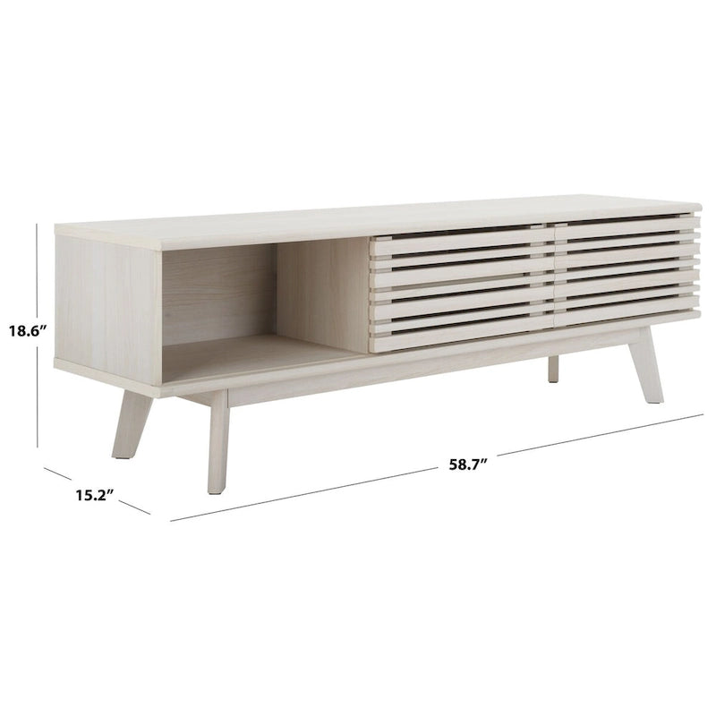 Teela Walnut 59-inch Storage Media TV Stand 59 W x 15 L x 19 H 59Wx15Dx19H