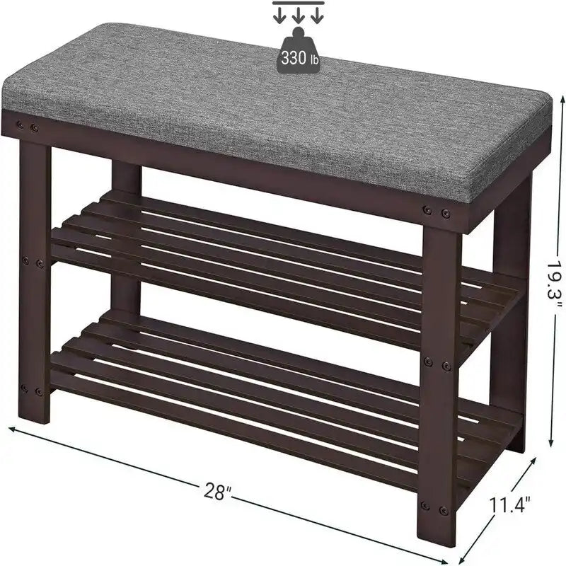 3-Tier Shoe Rack 11.4D x 28W x 19.3H