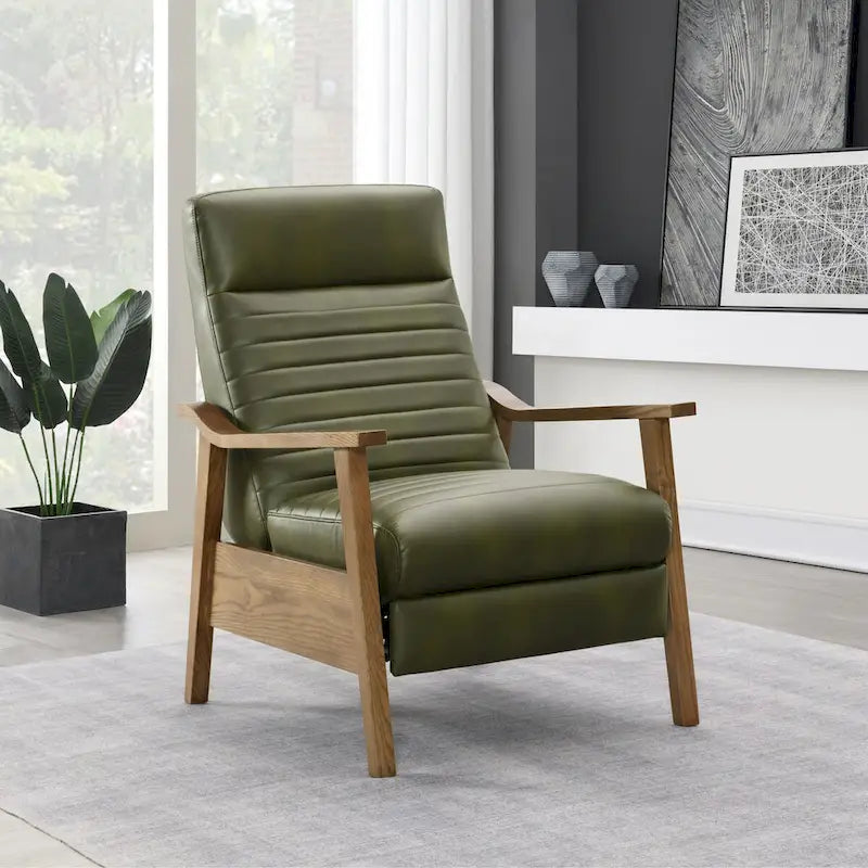 Wood Arm Push Back Recliner