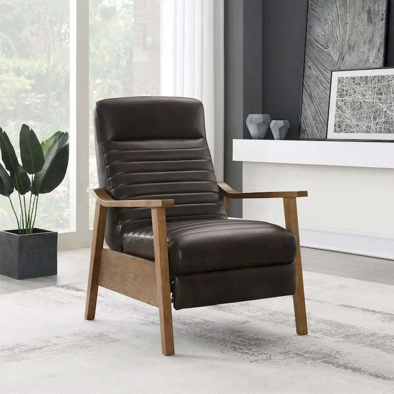 Wood Arm Push Back Recliner