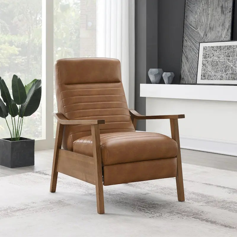 Wood Arm Push Back Recliner