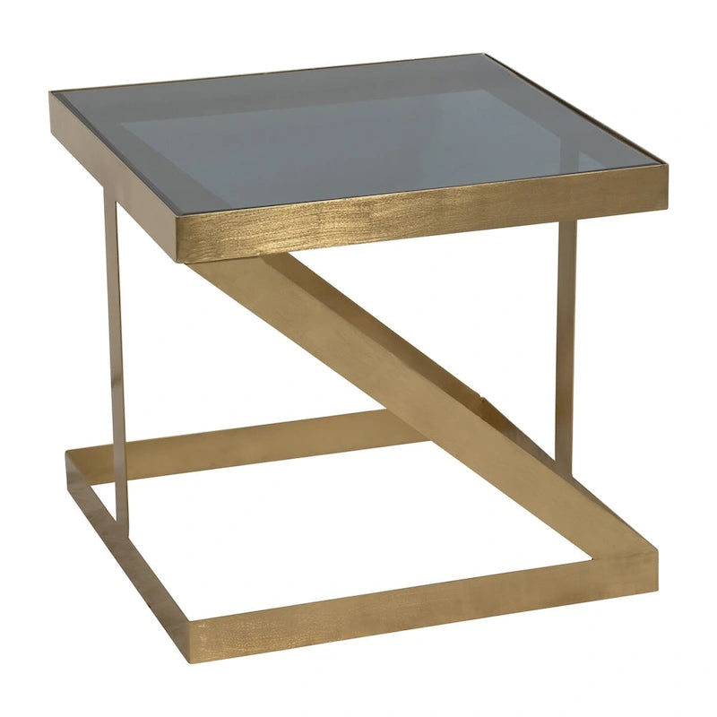 Modern Glam 20 Metal and Glass Gold and Black Side Accent Table 22 x 22 x 20