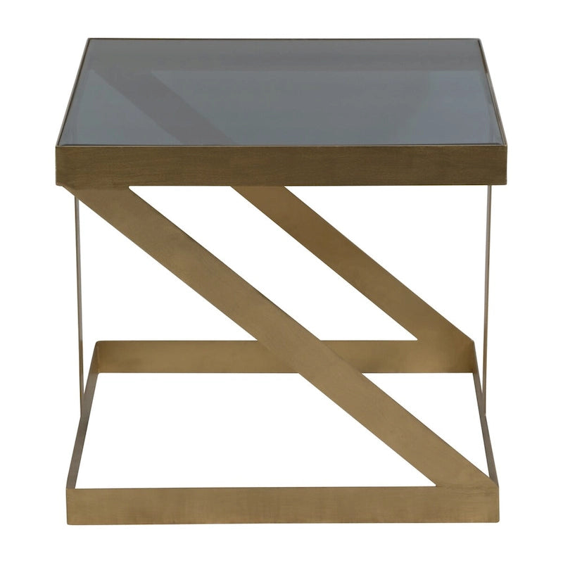Modern Glam 20 Metal and Glass Gold and Black Side Accent Table 22 x 22 x 20