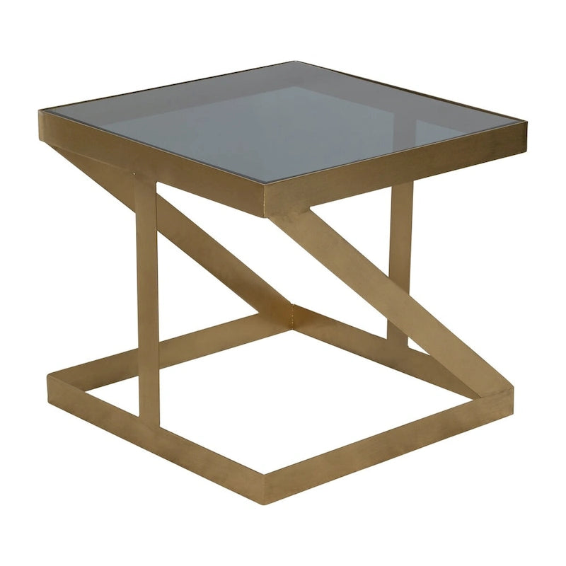 Modern Glam 20 Metal and Glass Gold and Black Side Accent Table 22 x 22 x 20