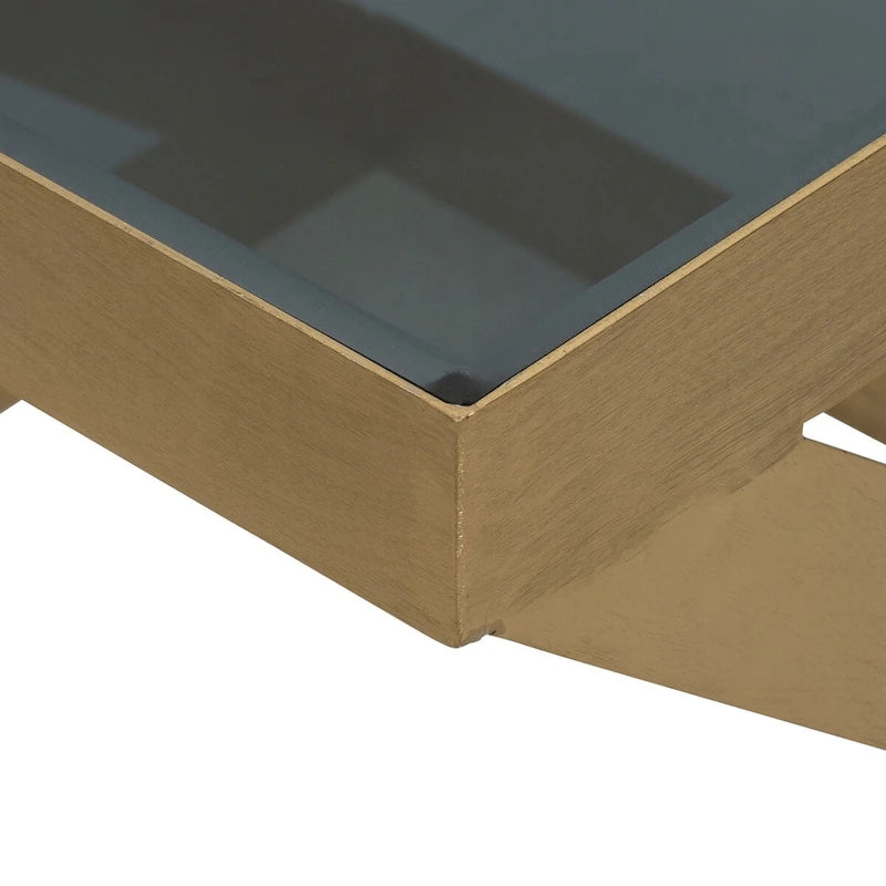 Modern Glam 20 Metal and Glass Gold and Black Side Accent Table 22 x 22 x 20
