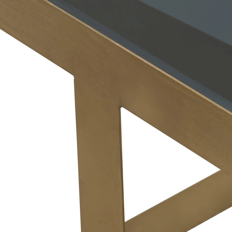 Modern Glam 20 Metal and Glass Gold and Black Side Accent Table 22 x 22 x 20