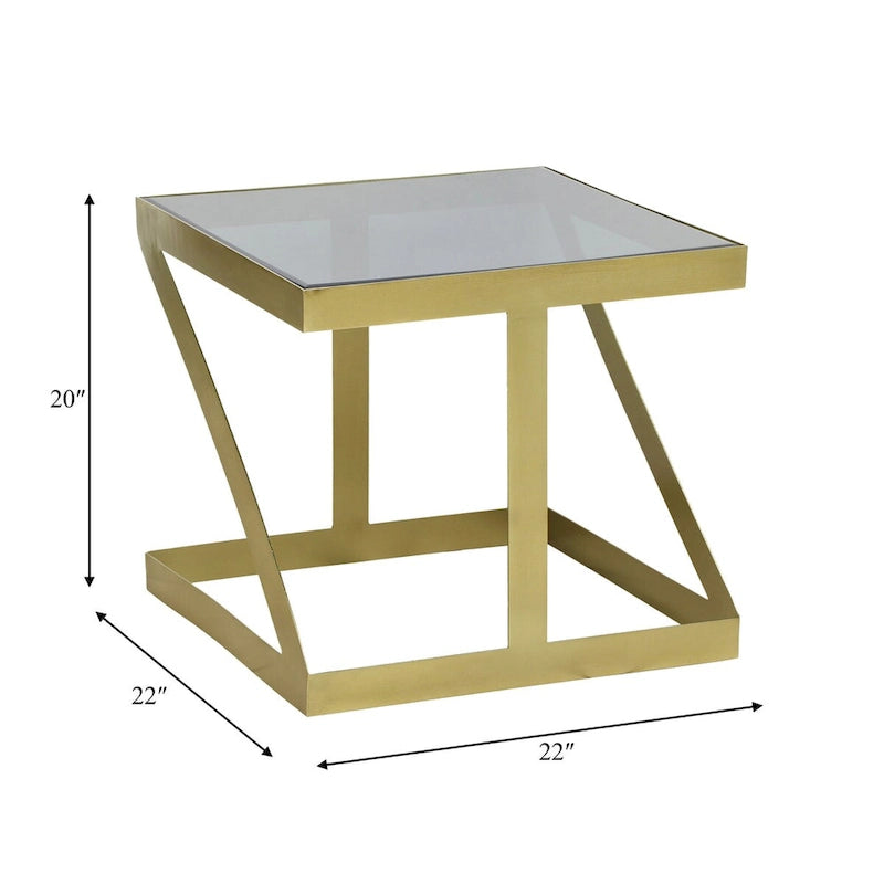 Modern Glam 20 Metal and Glass Gold and Black Side Accent Table 22 x 22 x 20