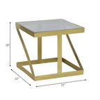 Modern Glam 20 Metal and Glass Gold and Black Side Accent Table 22 x 22 x 20