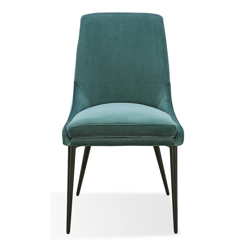 Inch Dining Chairs, Green Velvet, Black Tapered Metal Legs