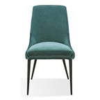 Inch Dining Chairs, Green Velvet, Black Tapered Metal Legs