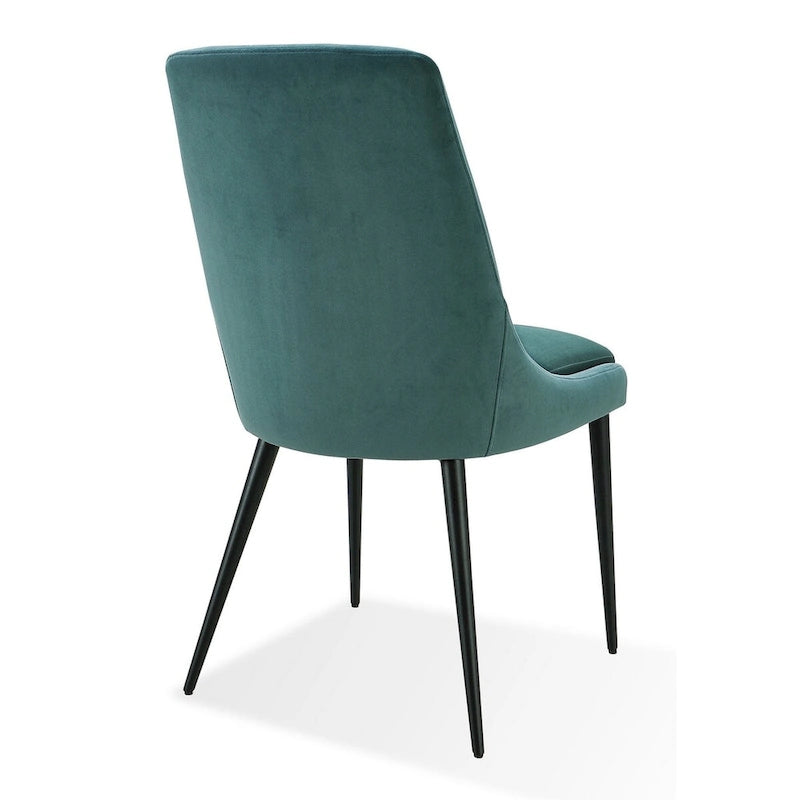 Inch Dining Chairs, Green Velvet, Black Tapered Metal Legs