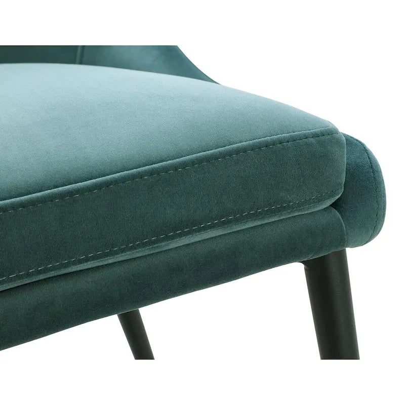 Inch Dining Chairs, Green Velvet, Black Tapered Metal Legs