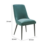 Inch Dining Chairs, Green Velvet, Black Tapered Metal Legs