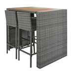 Dining Set,5-pieces,Outdoor Wicker Set,Acacia Wood,Brown And Gray