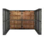 Dining Set,5-pieces,Outdoor Wicker Set,Acacia Wood,Brown And Gray