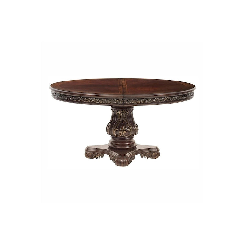 Cherry Traditional Fabric Oval Double Pedestal Dining Room Set