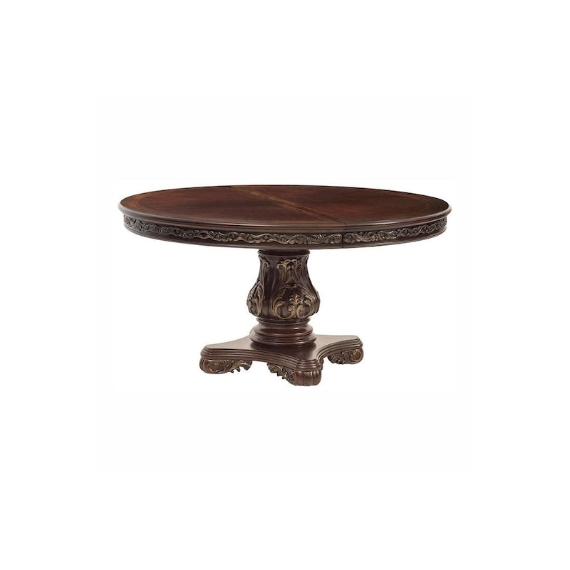 Cherry Traditional Fabric Oval Double Pedestal Dining Room Set