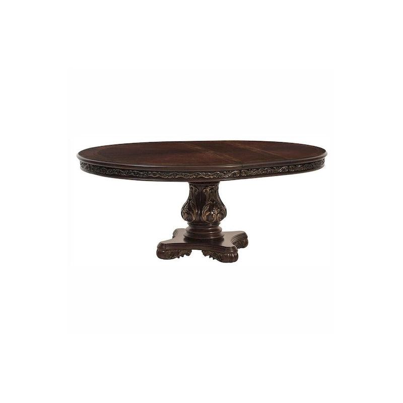 Cherry Traditional Fabric Oval Double Pedestal Dining Room Set