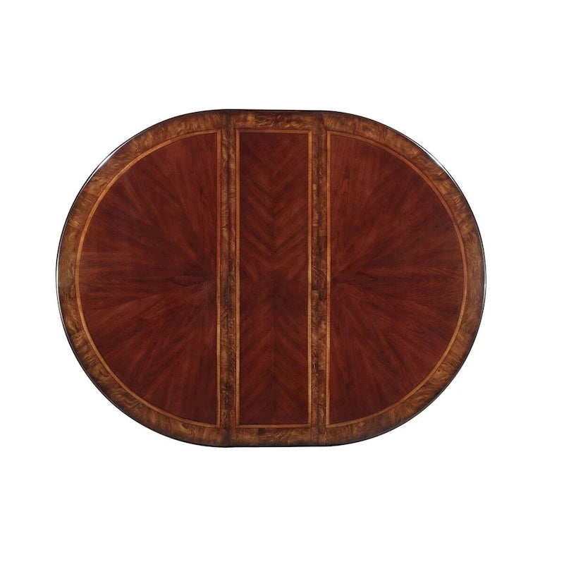 Cherry Traditional Fabric Oval Double Pedestal Dining Room Set
