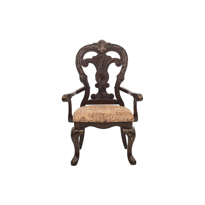 Cherry Traditional Fabric Oval Double Pedestal Dining Room Set