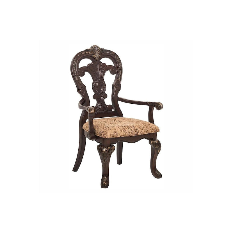Cherry Traditional Fabric Oval Double Pedestal Dining Room Set