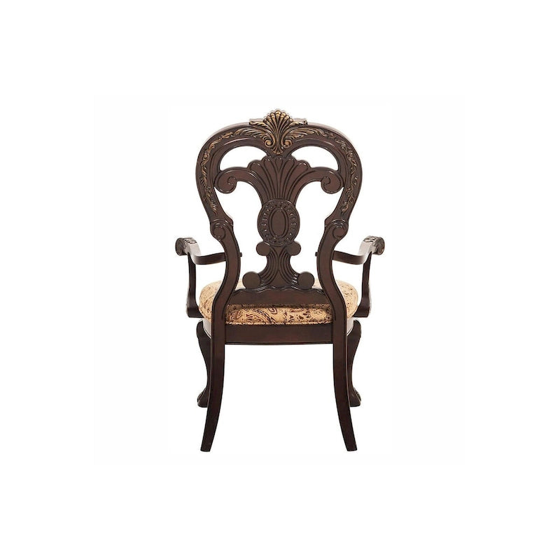 Cherry Traditional Fabric Oval Double Pedestal Dining Room Set