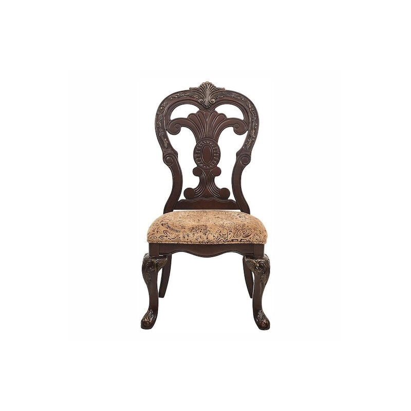 Cherry Traditional Fabric Oval Double Pedestal Dining Room Set