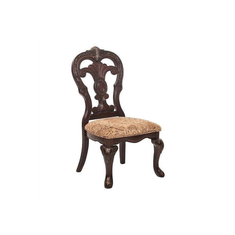 Cherry Traditional Fabric Oval Double Pedestal Dining Room Set