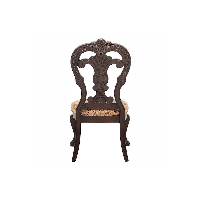Cherry Traditional Fabric Oval Double Pedestal Dining Room Set