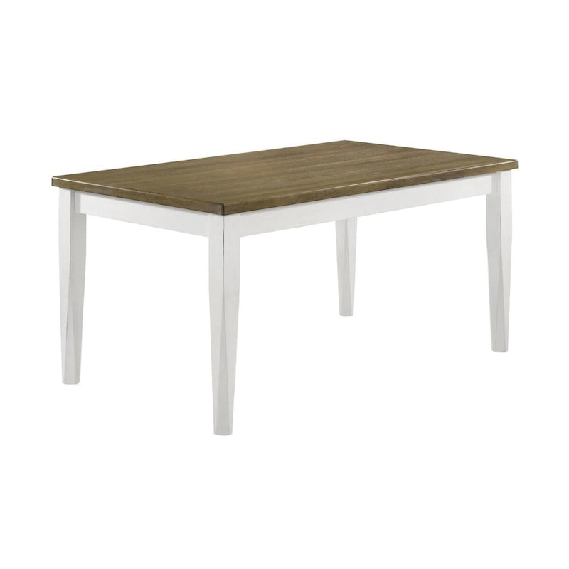Brown Brushed and Off White Rectangular Dining Table