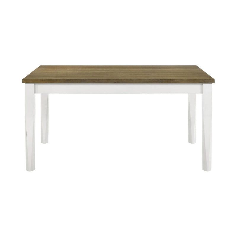 Brown Brushed and Off White Rectangular Dining Table