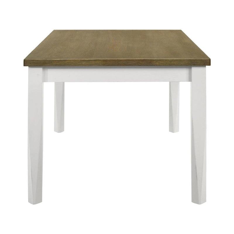 Brown Brushed and Off White Rectangular Dining Table