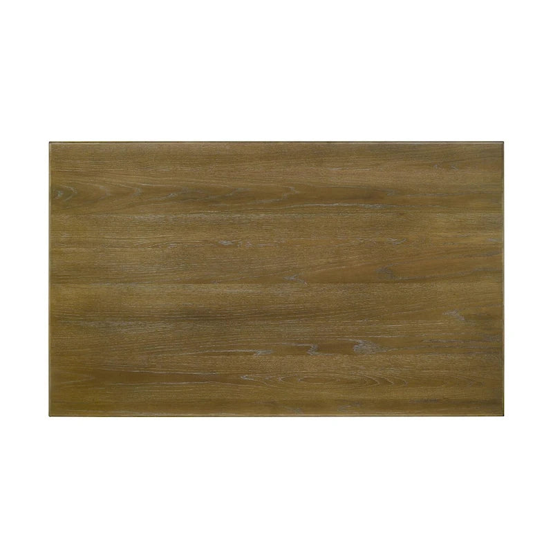 Brown Brushed and Off White Rectangular Dining Table