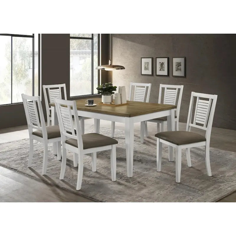 Brown Brushed and Off White Rectangular Dining Table