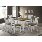 Brown Brushed and Off White Rectangular Dining Table