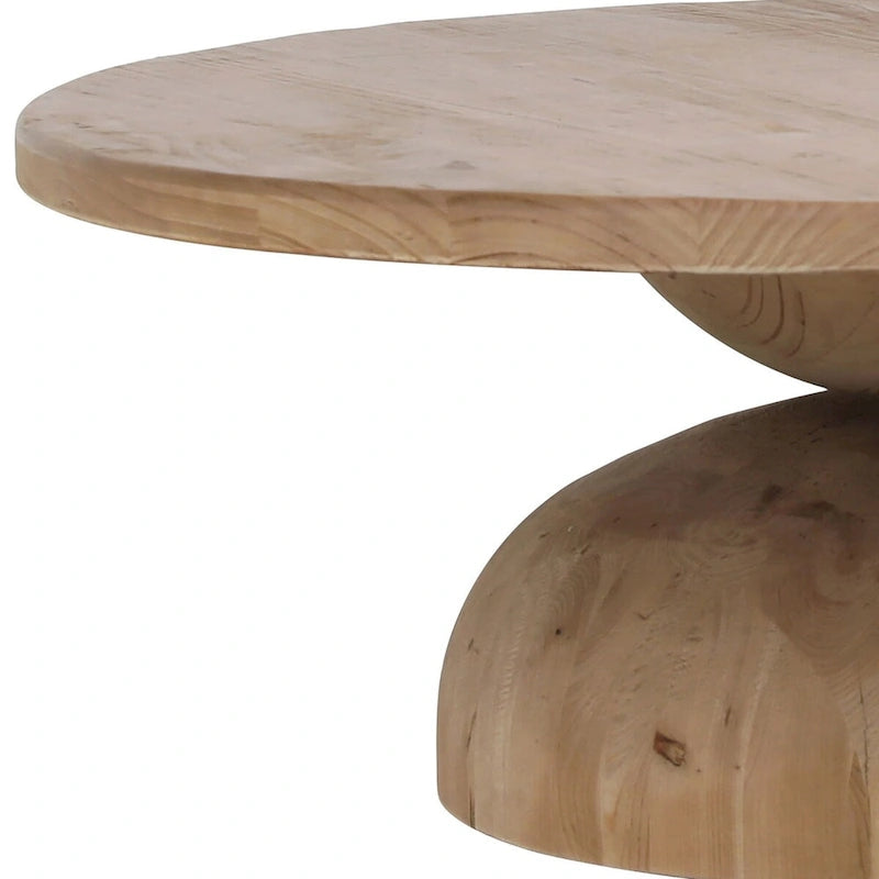 Round Modern Hourglass Coffee Table, Natural Pine