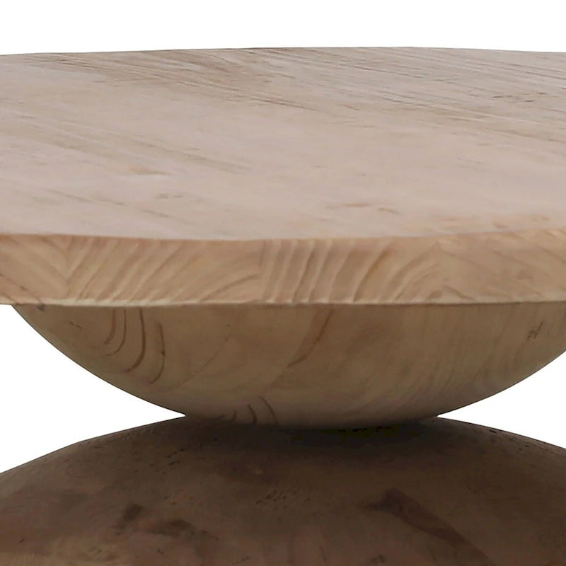 Round Modern Hourglass Coffee Table, Natural Pine