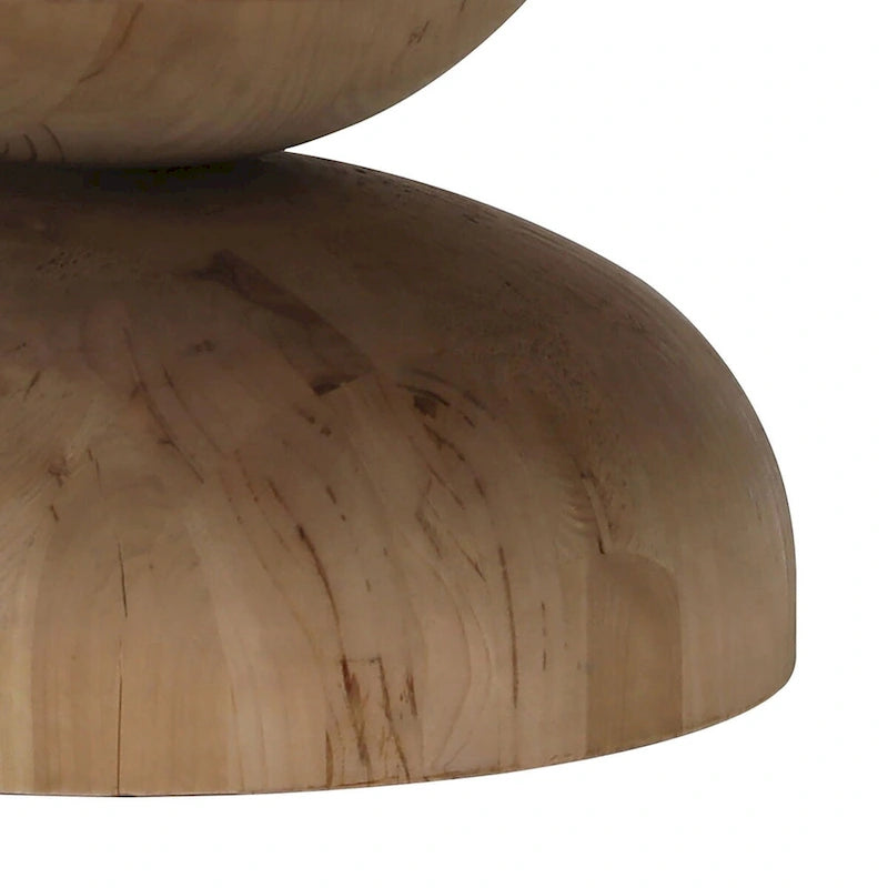 Round Modern Hourglass Coffee Table, Natural Pine