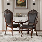 Traditional Solid Wood Dining Arm Chairs with Nailhead Trim and Cabriole Legs