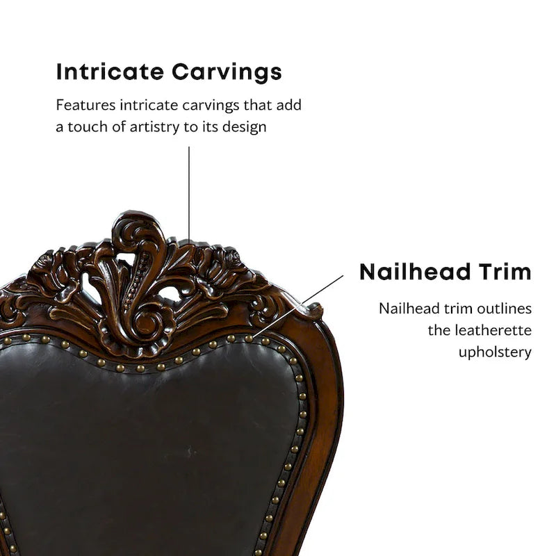 Traditional Solid Wood Dining Arm Chairs with Nailhead Trim and Cabriole Legs