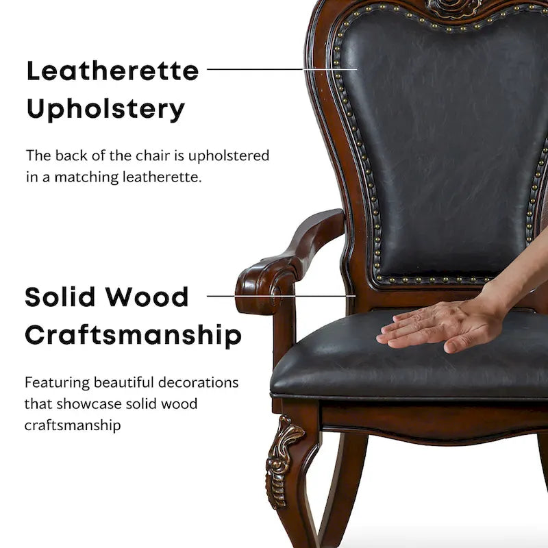 Traditional Solid Wood Dining Arm Chairs with Nailhead Trim and Cabriole Legs