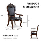 Traditional Solid Wood Dining Arm Chairs with Nailhead Trim and Cabriole Legs