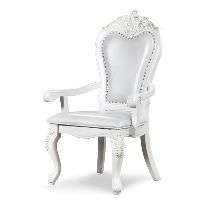 Traditional Solid Wood Dining Arm Chairs with Nailhead Trim and Cabriole Legs