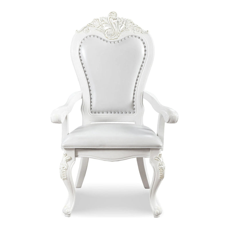 Traditional Solid Wood Dining Arm Chairs with Nailhead Trim and Cabriole Legs