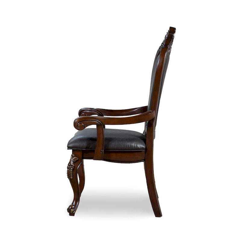 Traditional Solid Wood Dining Arm Chairs with Nailhead Trim and Cabriole Legs