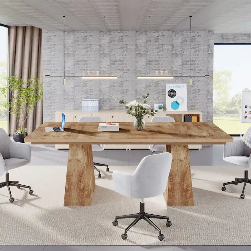 63 Inches Modern Dining Table for 4-6, Wood Kitchen Dinner Table