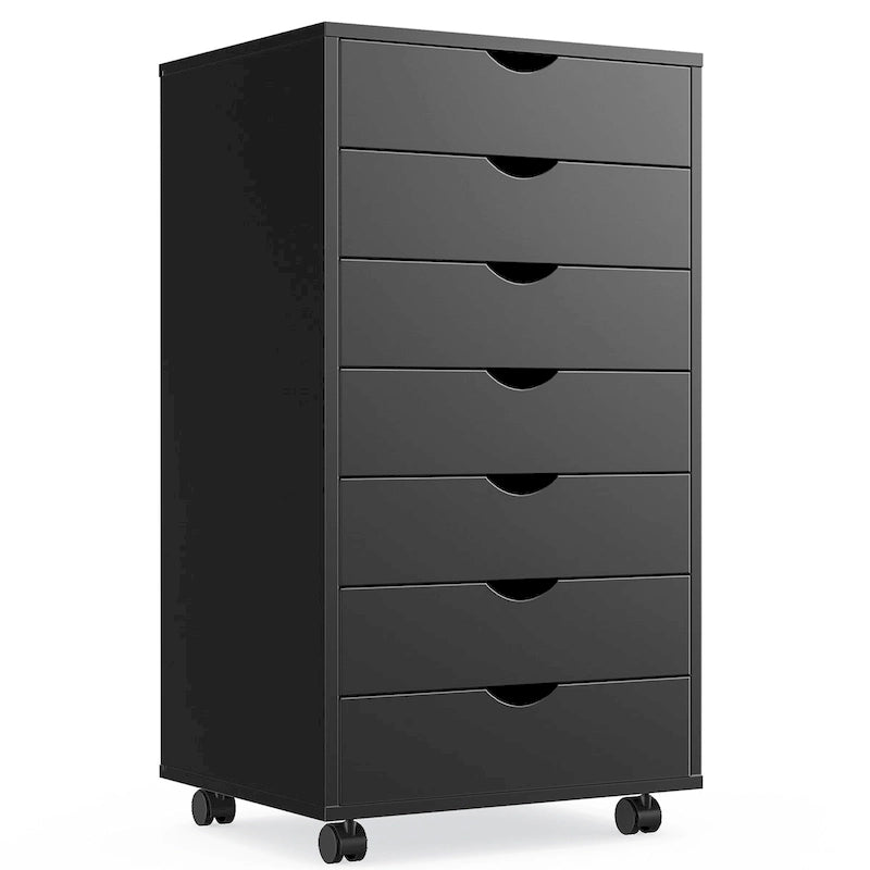 7 Drawer Chest Storage Cabinets with Wheels Dressers Wood Dresser Cabinet Mobile Organizer Drawers for Office